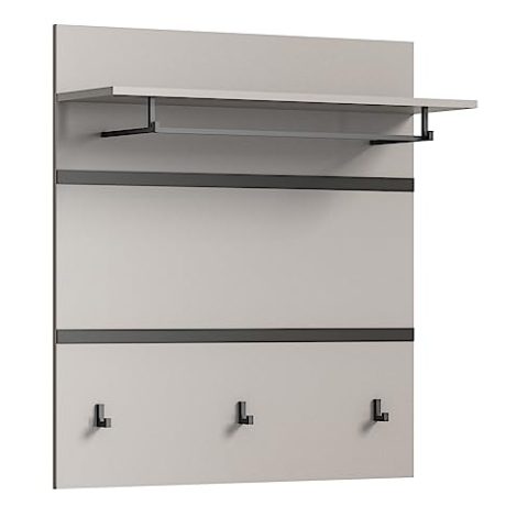 xonox.home Garderobe Jaru X82C4621 Garderobenpaneel Wandgarderobe in grau Nb. Absetzung schwarz,ca. 85x93x25cm