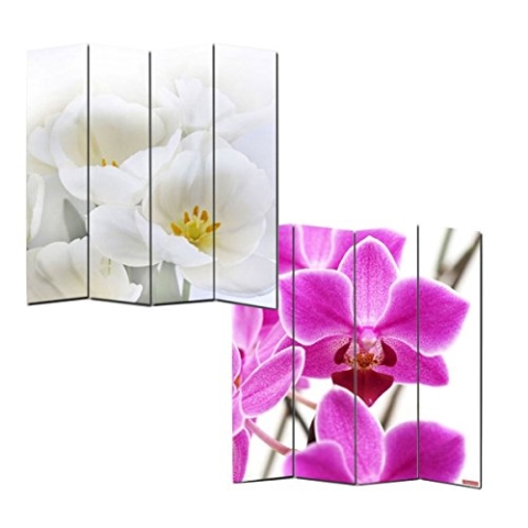 Mendler Foto-Paravent Paravent Raumteiler Trennwand M68-180x160cm, Orchidee