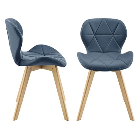 [en.casa] Esszimmerstuhl Älmhult 2-er Set 78x47x52 cm Kunstleder Buche Stühle Wohnzimmerstuhl Küchenstuhl Blau