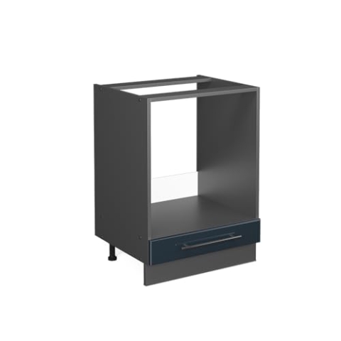 Vicco Herdumbauschrank Fame-Line, Dunkelblau Hochglanz/Anthrazit, 60 cm ohne Arbeitsplatte