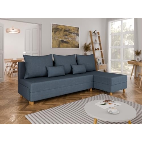PANDA MÖBEL Modulares Ecksofa in L-Form Lelis - Links oder rechts montierbar, meliertes Grün