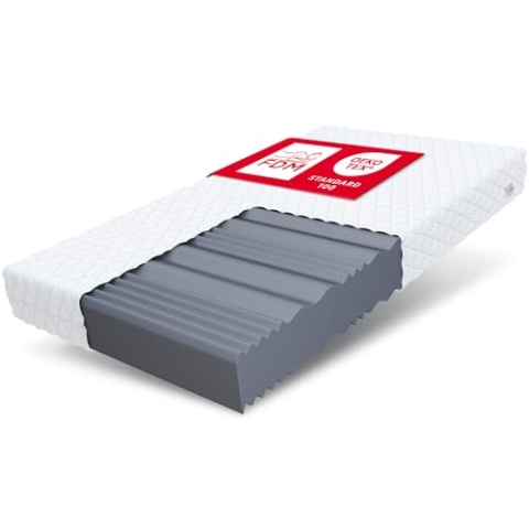 FDM Livia Matratze 140 x 200 cm Schaumstoffmatratze Härtegrad H3 21 cm Höhe Profilierter Schaum 7-Zonen Hochelastischer HR T25 mit Wellenschnitt Polyester