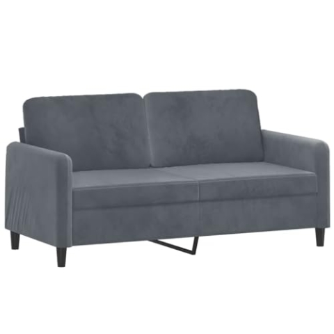 vidaXL Sofa 2-Sitzer, Loungesofa Couch mit Armlehnen Rückenkissen, Wohnzimmersofa Designsofa Metallgestell, Sitzmöbel Zweisitzer, Dunkelgrau Samt
