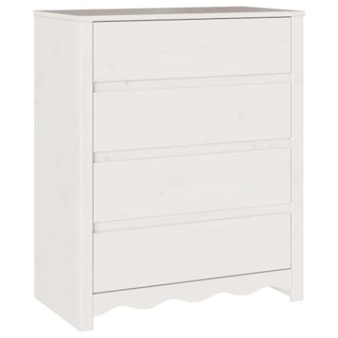 vidaXL Zeitgenössische weiße Kommode Große Stauraumeinheit mit 4 geräumigen Holzwerkstoff Matten Oberflächen für Schlafzimmer und Wohnzimmer Möbel Moderne Holzschublade Organisation