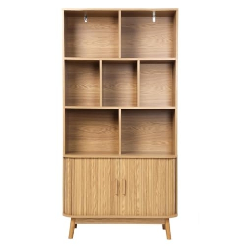 Calicosy Bücherregal mit 2 Schiebetüren, Höhe 157,5 cm – Ernest – praktische Aufbewahrung – platzsparend – für Schlafzimmer – L 40 cm x B 80 cm x H 157,5 cm
