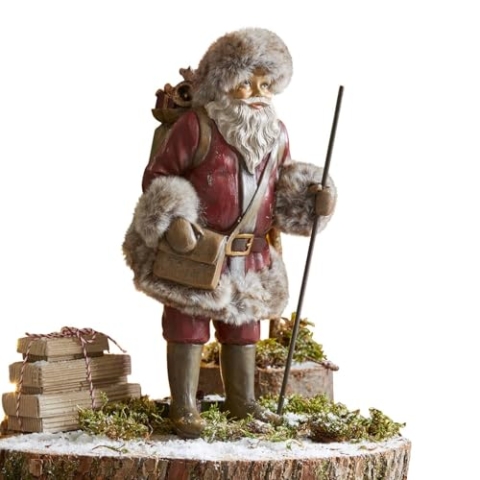 Loberon Weihnachtsmann Geney, handbemalt, charmante Nostalgie, Weihnachtsfiguren, Weihnachtsdekoration, Weihnachten, Polyresin, Acryl, Polyester, antikbraun/antikrot