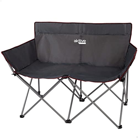 AKTIVE Doppel-Klappstuhl, Maße 107 x 63 x 88 cm, Kapazität 2 Personen – Maximales Gewicht 110 kg pro Person, Gestell aus Stahl, Hochstuhl: 47 cm, leicht, einfach zu Falten und zu transportieren