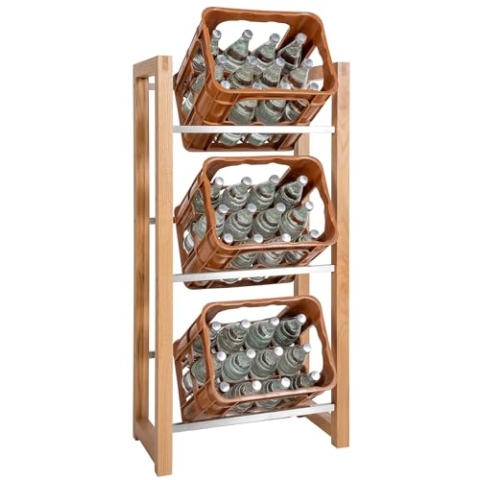 CLP Getränkekistenständer Robin I Regal Für Genormte Getränkekisten, Farbe:Eiche, Größe:für 3 Kisten
