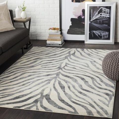 Surya Luanda Teppich Wohnzimmer Boho - Großer Schlafzimmer 200x274 cm - Für Esszimmer Mit Geometrischem Muster, Skandinavischer Modern in Grau, Schwarz und Beige