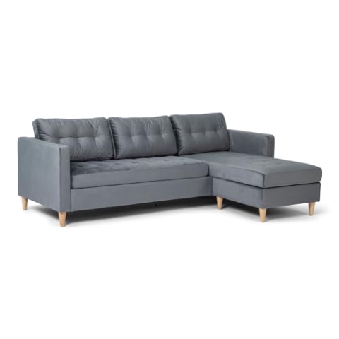 ebuy24 Marino Sofa BA1, Chaiselongue rechts oder Links gewendet (Velour grau)