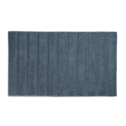 kela Badematte Megan, 100 cm x 60 cm, 100% Baumwolle, Rauchblau, rutschhemmend, waschbar bis 30° C, geeignet für Fußbodenheizung, 24702