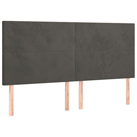 vidaXL Kopfteil 4 STK., Bettkopfteil mit Holzbeinen, Höhenverstellbar Polsterkopfteil für Bett, Betthaupt Bettzubehör Schlafzimmer, Dunkelgrau 100x5x78/88cm Samt