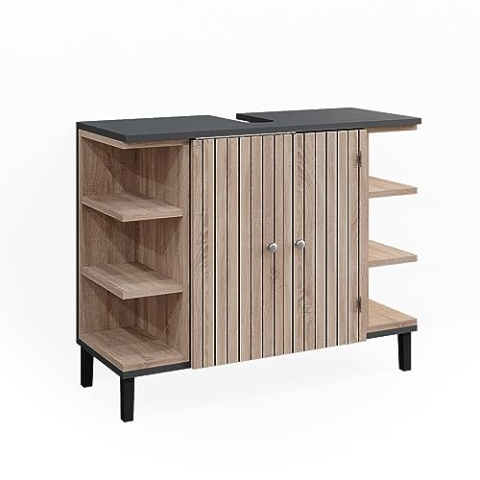 Vicco Waschbeckenunterschrank Aquis, Sonoma/Anthrazit, 79.6 x 64 cm mit 2 Türen