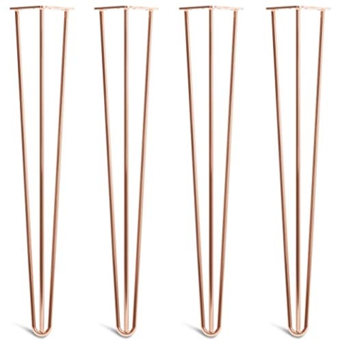 The Hairpin Leg Co. 4X Haarnadel-Tischbeine: Doppel-Schweiß Stahl, Schrauben, Anleitung, Schutzfüße. Klassischer 10mm 3 Stangen Stil. 71cm Kupfer