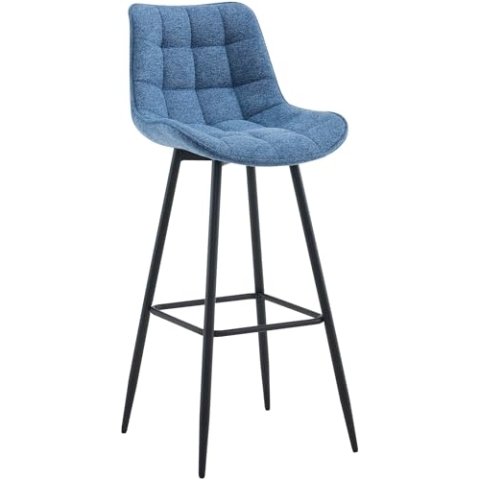 CLP Barhocker Dartford I Gepolsterter Barstuhl I Tresenhocker mit Metall-Gestell und Rückenlehne, Farbe:blau, Material:Stoff