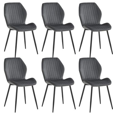 Colenis® Sunny Esszimmerstuhl - Samt - Bequemer und Moderner Stuhl - Perfekt für Restaurant, Küche, Wohnzimmer - er Set (6, Grau)