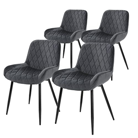 ML-Design 4er Set Esszimmerstühle Esszimmerstuhl mit Rücken- und Armlehnen, Anthrazit, Samt Sitzfläche, Metallbeine, Küchenstühle Küchenstuhl Wohnzimmerstühle Wohnzimmerstuhl Polsterstuhl Stühle