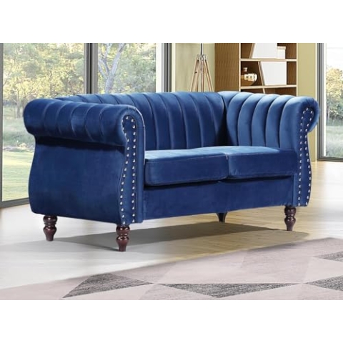 Couchgarnitur Chesterfield 2-Sitzer - Sam- Dunkelblau - Trumbo