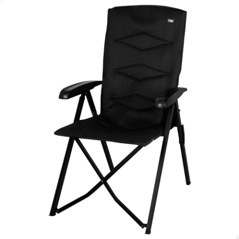 AKTIVE Gepolsterter Klappstuhl, Schwarz, 49x76x109 cm, 5 Positionen, Tragkraft 110 kg, Rutschfeste Stopper, Aluminiumrahmen, Polyestergewebe, Klappstühle, Inkl. Tragetasche (63058)