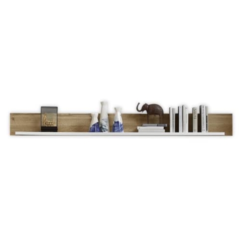Stella Trading Plus Wandboard in Holz-Optik Eiche-Dekor - hochwertiges & vielseitig einsetzbares Wandregal - 180 x 18 x 22 cm (B/H/T), Weiss Matt , Absetzungen Hirnholz