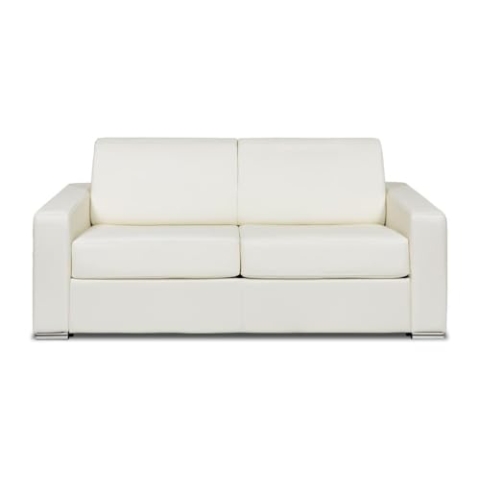 Vente-unique - Schlafsofa mit Matratze 3-Sitzer - Liegefläche 140 cm - Matratze 22 cm - Büffelleder - Weiß - CALITO