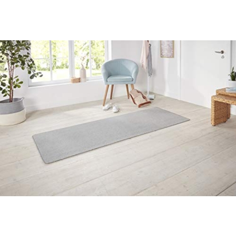 Hanse Home Nasty Läufer – Flauschiger Kurzflor Teppich Einfarbig Unifarben für Esszimmer, Wohnzimmer, Kinderzimmer, Flur, Schlafzimmer, Küche – Uni Silber, 80x300cm