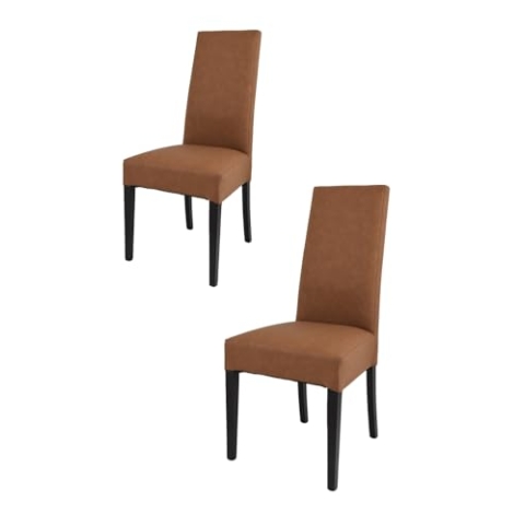 t m c s Tommychairs - 2er Set Moderne Stühle Luisa für Küche und Esszimmer, robuste Struktur aus lackiertem Buchenholz Farbe Wengeholz, Gepolstert und mit Kunstleder in der Lederfarbe bezogen