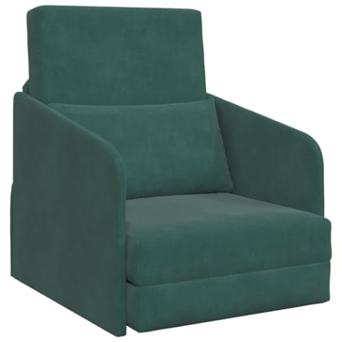 vidaXL Boden-Sofa-Bett 2 In 1 Dunkelgrün Verstellbare Armlehnen Kompakt Samt Komfort Für Wohnzimmer Schlafzimmer Sessel Lesesessel Innenraum Sitzgelegenheit Moderne Möbel