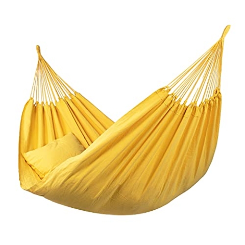 Tropilex Südamerikanische Hängematte Doppel | Handgefertigt | Fairtrade | 'Organic' Yellow | Flexibel & Belastbar | Perfekt für den Garten, Camping und auf Reisen geeignet