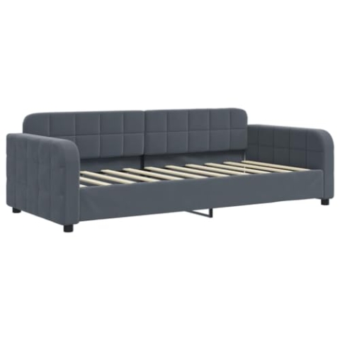 vidaXL Tagesbett, Gästebett mit Sperrholzlatten, Sofabett für Wohnzimmer Schlafzimmer, Sofa Polsterbett Bettgestell, Dunkelgrau 90x190cm Samt