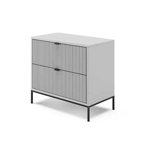 Vicco Nachttisch Eliza, Nachtkommode, Grau, 66 x 60 cm