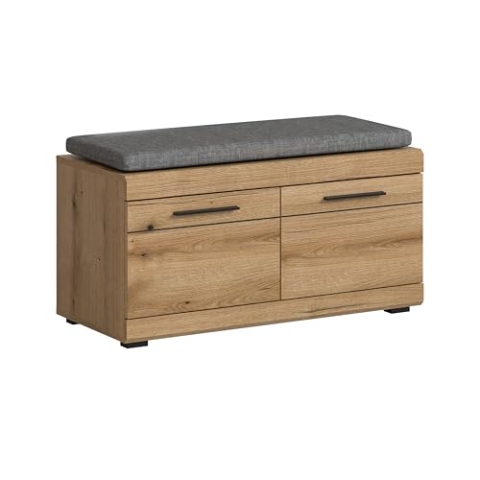xonox.home Garderobe Scout X06H5632 Sitzbank Bank inkl. Sitzkissen in Evoke Oak Nb., ca. 90x44x40 cm