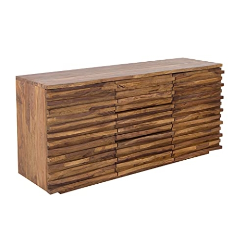 Riess Ambiente Massives Sideboard Relief 160cm Sheesham Holz Stone Finish Kommode Anrichte Schrank