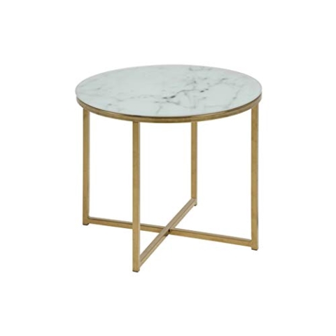 AC Design Furniture Ecktisch Antje, B: 50 x T:50 x H: 42 cm, Glas, Weiss