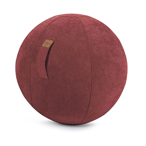 Sitting Ball Sitzball/Gymnastikball ALFA mit Velours-Bezug in weinrot
