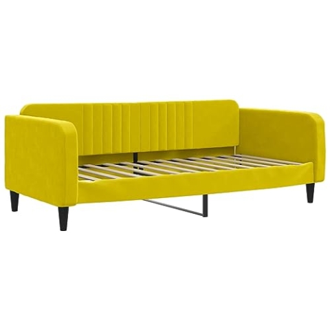 vidaXL Tagesbett, Gästebett 2-in-1, Sofabett Schlafsofa für Schlafzimmer Wohnzimmer, Bettsofa Sofa, Modernes Design, Gelb 90x200cm Samt