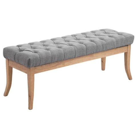CLP Sitzbank Ramses mit hochwertiger Polsterung und Stoffbezug I Bank mit antik-Hellen Holzbeinen I Holzbank mit Einer Sitzhöhe von: 46 cm, Farbe:grau, Größe:120 cm