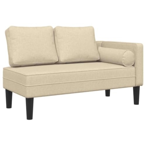 vidaXL Chaiselongue, Indoor Lounge Sofa mit Kissen, Gepolsterte Recamiere für Wohnzimmer Schlafzimmer Büro, Relaxliege Couch, Creme Stoff