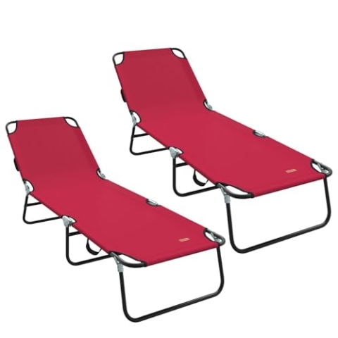 vidaXL Klappbare Sonnenliege 2 Stück Tragbare Rote 600D Oxford Stoff