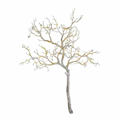 Loberon Deko-Zweig Orélie, naturgetreue Anmutung, handgefertigt, Dekoration, Dekoelement, Kunstblumen, Eisendraht, Kunststoff, grau/grün