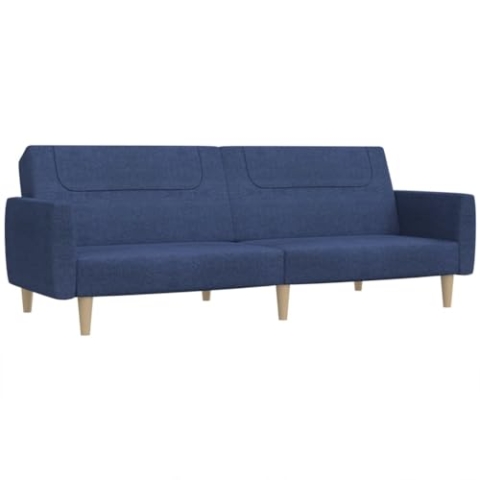 vidaXL Schlafsofa 2-Sitzer, Sofa mit Holzrahmen, Schlafcouch für Wohnzimmer Heimkino Büro, Couch Sofabett Tagesbett Gästebett, Blau Stoff