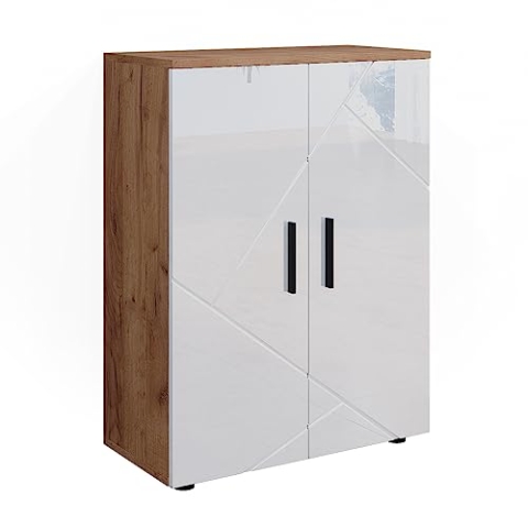 Vicco Midischrank Irma, Badmöbel, Goldkraft Eiche/Weiß Hochglanz, 60 x 81 cm