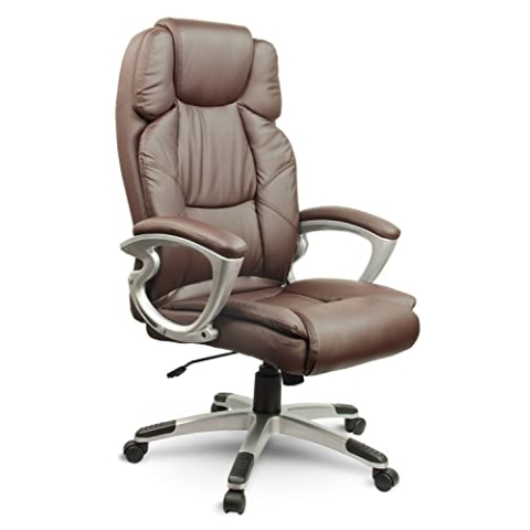 SOFOTEL Eago EG-227 - Ergonomischer Bürodrehstuhl - Bürostuhl Schreibtischstuhl - Bequemer Chefsessel mit Höhenverstellung - Drehstuhl Sessel Profiliert, Verstellbar - Braun