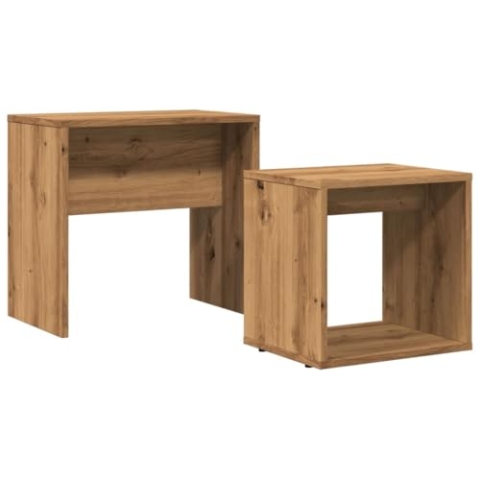 vidaXL Satztisch 2-TLG., Beistelltisch Nachttisch für Schlafzimmer Wohnzimmer Büro, Couchtisch mit Stauraum, Sofatisch Wohnzimmertisch, Artisan-Eiche Holzwerkstoff