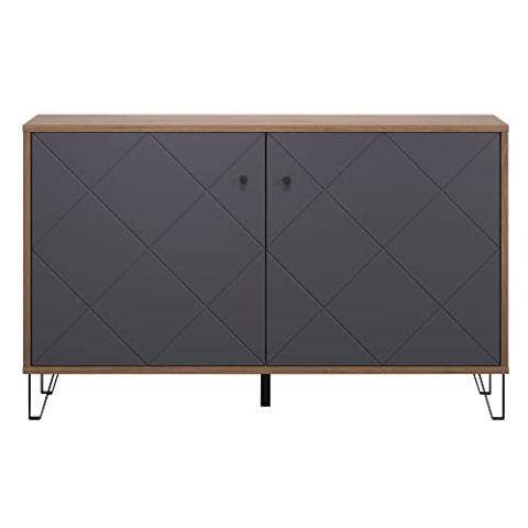 trendteam smart living - Sideboard Kommode Schrank - Wohnzimmer - Montez - Aufbaumaß (BxHxT) 123 x 76 x 40 cm - Farbe Eiche Kraft Gold mit Graphit - 2102871C4