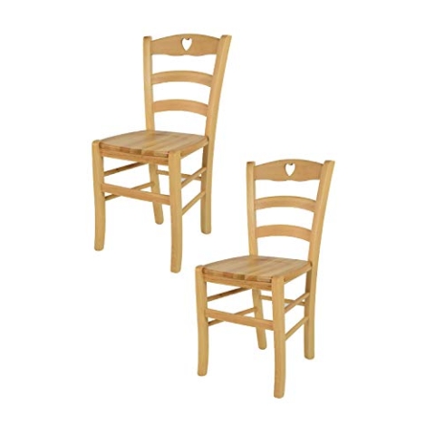 t m c s Tommychairs - 2er Set Stühle Cuore für Küche und Esszimmer, Robuste Struktur aus Buchenholz in der Farbe Naturfarben lackiert und Sitzfläche aus Holz