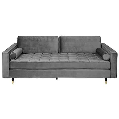 invicta INTERIOR Elegantes Design Sofa Cozy Velvet 220cm grau Samt Federkern 3er-Sofa Couch