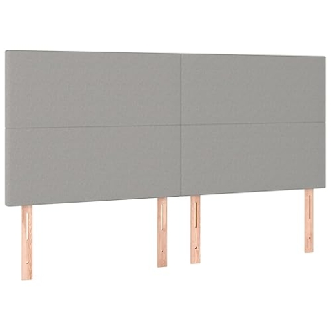 vidaXL Kopfteil 4 STK., Bettkopfteil mit Holzbeinen, Höhenverstellbar Polsterkopfteil für Bett, Betthaupt Bettzubehör Schlafzimmer, Hellgrau 80x5x78/88 cm Stoff