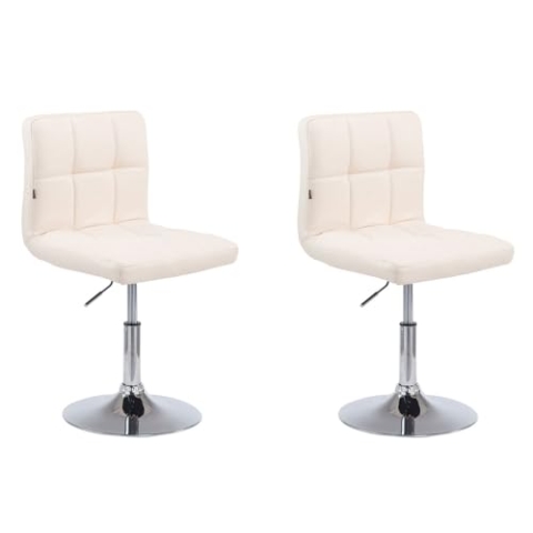 CLP 2er Set Lounger Palma V2 Mit Kunstlederbezug I 2 x Höhenverstellbarer Polsterstuhl Mit Rückenlehne, Farbe:Creme