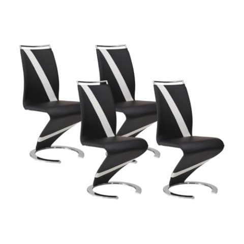 Vente-unique-Stuhl Freischwinger 4er-Set - Kunstleder - Schwarz & Weiß - TWIZY